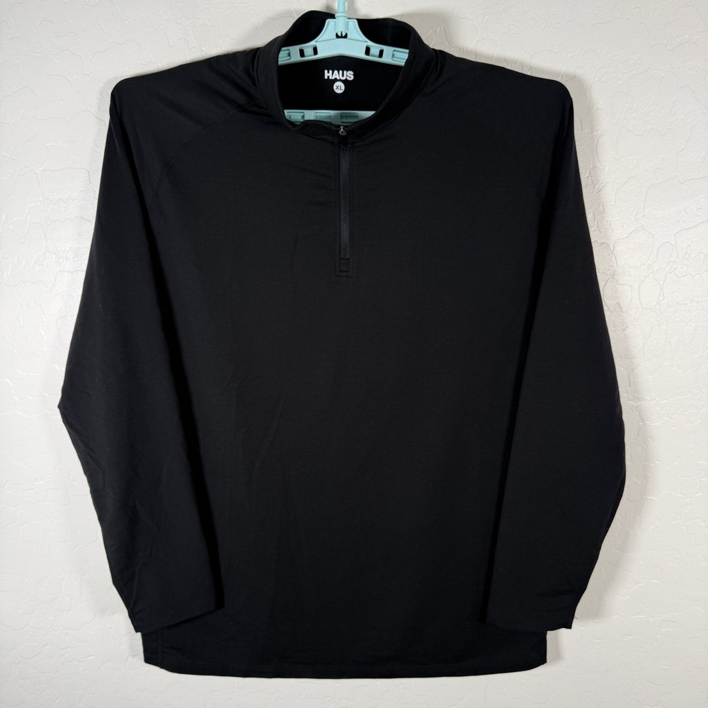 HAUS 1/4 Zip Pullover Mens XL Black Athletic Performance Base Layer Top